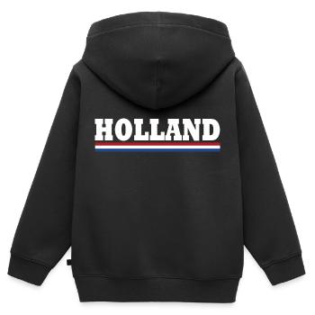 Holland flagge - Kinder Premium Organic Zip Hoodie - Schwarz - Hinten - AI Model Kid Male (0cm)