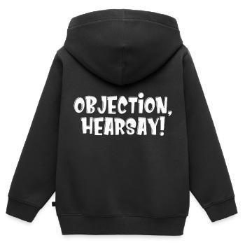 Objection Hearsay - Kinder Premium Organic Zip Hoodie - Schwarz - Hinten - AI Model Kid Male (0cm)