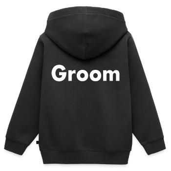 Groom - Kinder Premium Organic Zip Hoodie - Schwarz - Hinten - AI Model Kid Male (0cm)