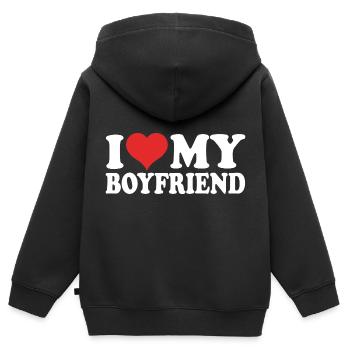 I Love My Boyfriend - Kinder Premium Organic Zip Hoodie - Schwarz - Hinten - AI Model Kid Male (0cm)