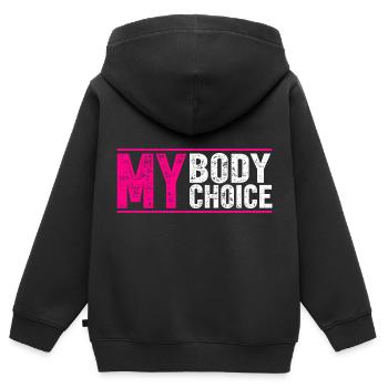 Mein Körper Meine Entscheidung - Kinder Premium Organic Zip Hoodie - Schwarz - Hinten - AI Model Kid Male (0cm)
