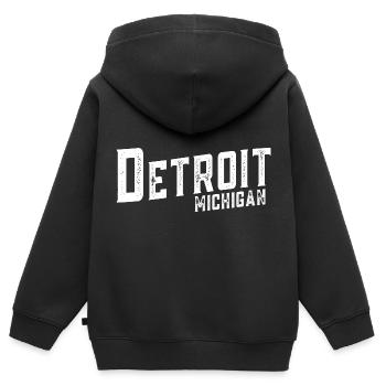 Detroit - Kinder Premium Organic Zip Hoodie - Schwarz - Hinten - AI Model Kid Male (0cm)