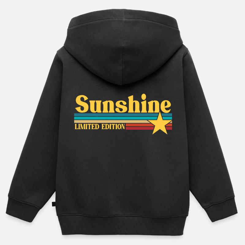 Rétro Soleil - Sweat Premium à capuche zippé enfant bio - noir