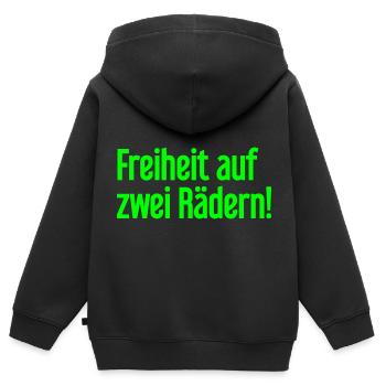 Freedom on Two Wheels - Cyclist Design - Kids Premium Organic Zip-up Hoodie - black - Back - AI Model Kid Male (0cm)