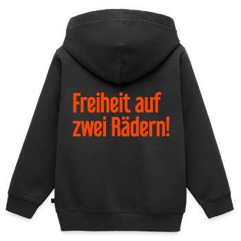 Freedom on Two Wheels - Cyclist Design - Kids Premium Organic Zip-up Hoodie - black - Back - AI Model Kid Male (0cm)