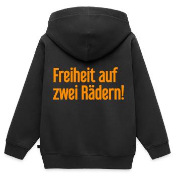 Freedom on Two Wheels - Cyclist Design - Kids Premium Organic Zip-up Hoodie - black - Back - AI Model Kid Male (0cm)