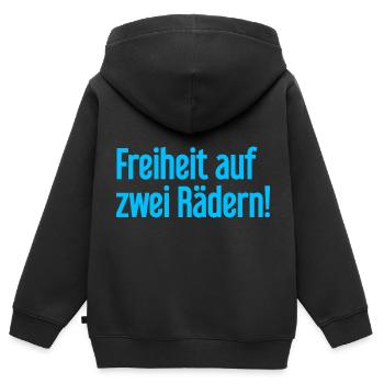Freedom on Two Wheels - Cyclist Design - Kids Premium Organic Zip-up Hoodie - black - Back - AI Model Kid Male (0cm)