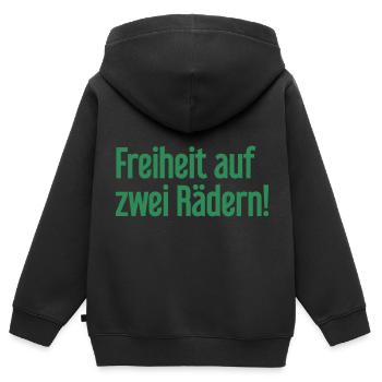 Freedom on Two Wheels - Cyclist Design - Kids Premium Organic Zip-up Hoodie - black - Back - AI Model Kid Male (0cm)