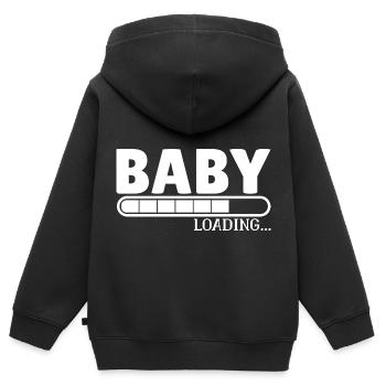 Chargement de bébé enceinte enceinte - Sweat Premium à capuche zippé enfant bio - noir - Dos - AI Model Kid Male (0cm)