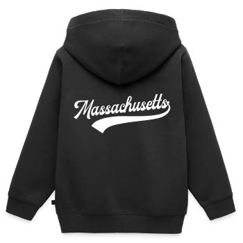 Massachusetts - Kinder Premium Organic Zip Hoodie - Schwarz - Hinten - AI Model Kid Male (0cm)