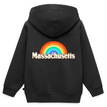 Massachusetts - Kinder Premium Organic Zip Hoodie - Schwarz - Hinten - AI Model Kid Male (0cm)