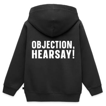 Objection Hearsay - Kinder Premium Organic Zip Hoodie - Schwarz - Hinten - AI Model Kid Male (0cm)