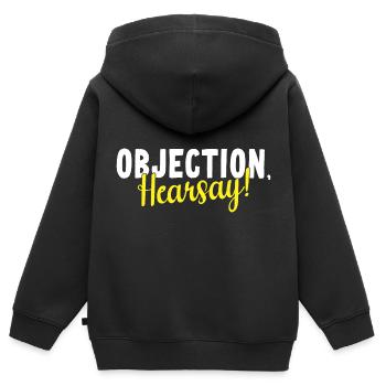 Objection Hearsay - Kinder Premium Organic Zip Hoodie - Schwarz - Hinten - AI Model Kid Male (0cm)