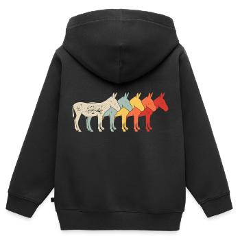 Esel Maultier - Kinder Premium Organic Zip Hoodie - Schwarz - Hinten - AI Model Kid Male (0cm)