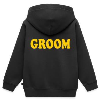 Groom - Kinder Premium Organic Zip Hoodie - Schwarz - Hinten - AI Model Kid Male (0cm)