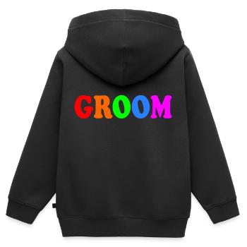 Groom - Kinder Premium Organic Zip Hoodie - Schwarz - Hinten - AI Model Kid Male (0cm)