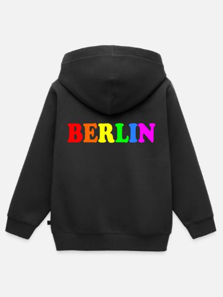 Berlin - Premium børne zip-hættetrøje økologisk - sort