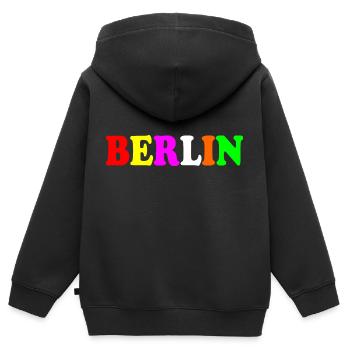 Berlin - Sweat Premium à capuche zippé enfant bio - noir - Dos - AI Model Kid Male (0cm)