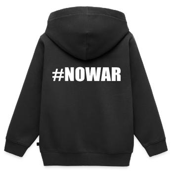 No war - Sweat Premium à capuche zippé enfant bio - noir - Dos - AI Model Kid Male (0cm)