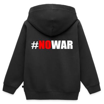 No war - Sweat Premium à capuche zippé enfant bio - noir - Dos - AI Model Kid Male (0cm)