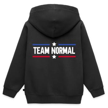 Équipe Normale - Sweat Premium à capuche zippé enfant bio - noir - Dos - AI Model Kid Male (0cm)