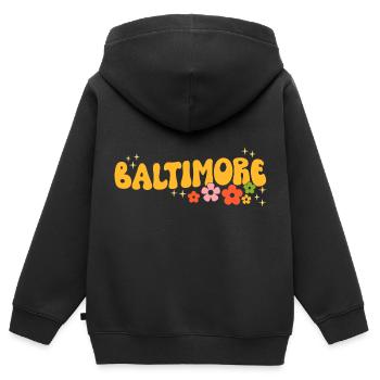 Baltimore - Sweat Premium à capuche zippé enfant bio - noir - Dos - AI Model Kid Male (0cm)