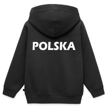 Polska - Kinder Premium Organic Zip Hoodie - Schwarz - Hinten - AI Model Kid Male (0cm)