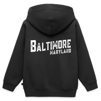 Baltimore - Sweat Premium à capuche zippé enfant bio - noir - Dos - AI Model Kid Male (0cm)