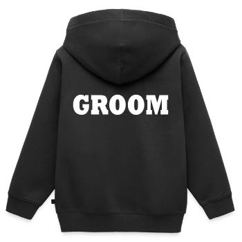 Groom - Kinder Premium Organic Zip Hoodie - Schwarz - Hinten - AI Model Kid Male (0cm)
