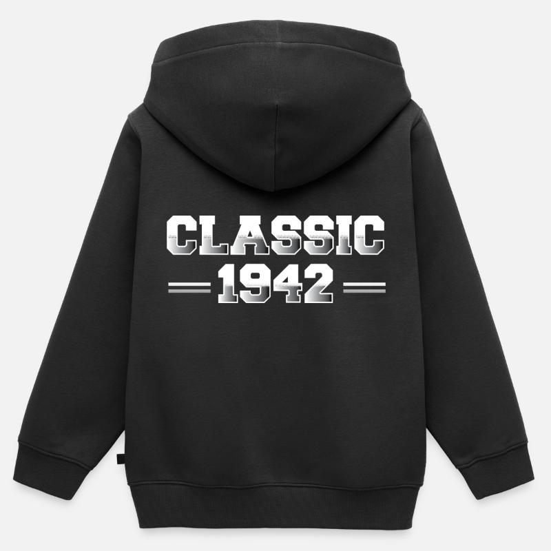 CLASSIQUE 1942 - Sweat Premium à capuche zippé enfant bio - noir