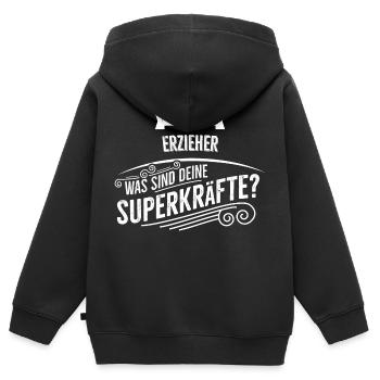 Erzieher - Kinder Premium Organic Zip Hoodie - Schwarz - Hinten - AI Model Kid Male (0cm)