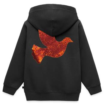 Pigeon rouge - Sweat Premium à capuche zippé enfant bio - noir - Dos - AI Model Kid Male (0cm)