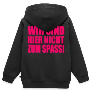 Wir sind hier nicht zum spass - Kinder Premium Organic Zip Hoodie - Schwarz - Hinten - AI Model Kid Male (0cm)