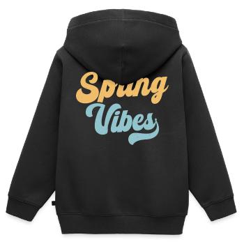 Vibrations printanières - Sweat Premium à capuche zippé enfant bio - noir - Dos - AI Model Kid Male (0cm)