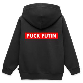 Puck futin - Kinder Premium Organic Zip Hoodie - Schwarz - Hinten - AI Model Kid Male (0cm)