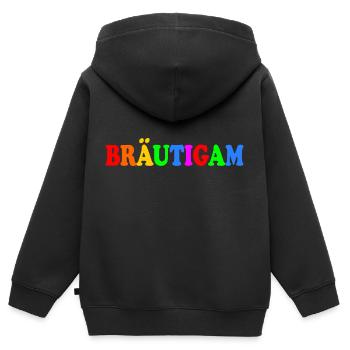 bräutigam - Kinder Premium Organic Zip Hoodie - Schwarz - Hinten - AI Model Kid Male (0cm)