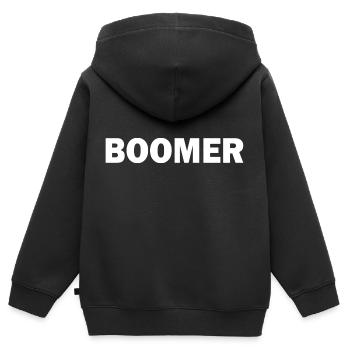 Boomer - Kinder Premium Organic Zip Hoodie - Schwarz - Hinten - AI Model Kid Male (0cm)