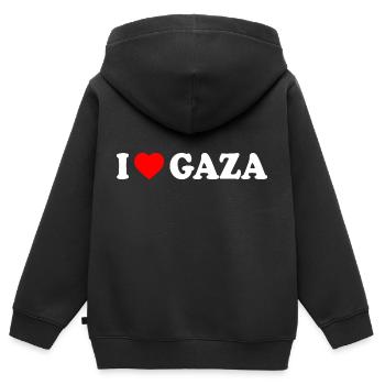 I love gaza - Kinder Premium Organic Zip Hoodie - Schwarz - Hinten - AI Model Kid Male (0cm)
