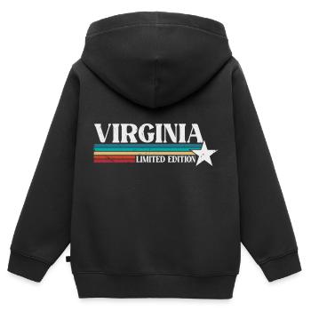 Virginia - Kinder Premium Organic Zip Hoodie - Schwarz - Hinten - AI Model Kid Male (0cm)