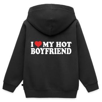 I Love My Boyfriend - Kinder Premium Organic Zip Hoodie - Schwarz - Hinten - AI Model Kid Male (0cm)