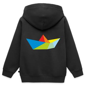 Origami Traumschiff Schiff Schifffahrt Geschenk - Kinder Premium Organic Zip Hoodie - Schwarz - Hinten - AI Model Kid Male (0cm)