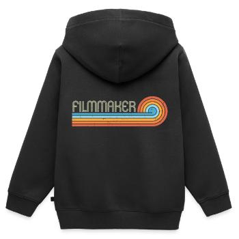 Cinéaste - Sweat Premium à capuche zippé enfant bio - noir - Dos - AI Model Kid Male (0cm)