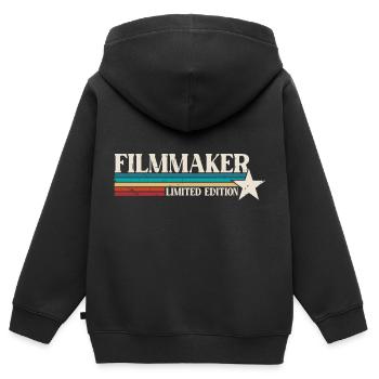 Cinéaste - Sweat Premium à capuche zippé enfant bio - noir - Dos - AI Model Kid Male (0cm)