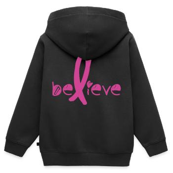 Croyez Combat de cancer - Sweat Premium à capuche zippé enfant bio - noir - Dos - AI Model Kid Male (0cm)