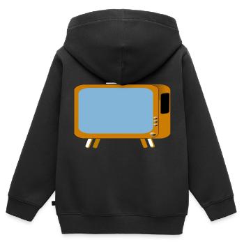 monitor television fernseher tv flatscreen compute - Kinder Premium Organic Zip Hoodie - Schwarz - Hinten - AI Model Kid Male (0cm)