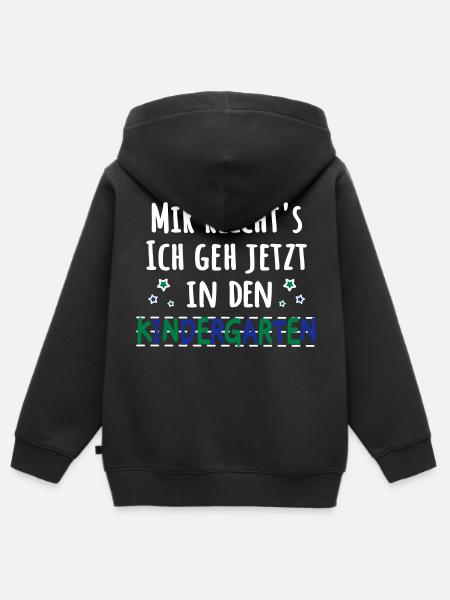 Kindergartenkind - mir reichts Kindergarten - Kinder Premium Organic Zip Hoodie - Schwarz