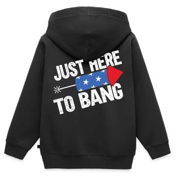Juste ici pour frapper - Sweat Premium à capuche zippé enfant bio - noir - Dos - AI Model Kid Male (0cm)
