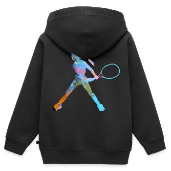 tennis,rückhand,tennisspielerin,mädchen,kind - Kinder Premium Organic Zip Hoodie - Schwarz - Hinten - AI Model Kid Male (0cm)