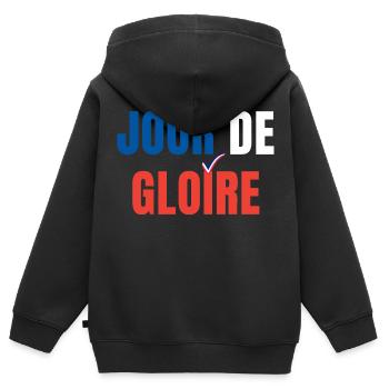 JOUR DE GLOIRE FRANCE SPORT - Sweat Premium à capuche zippé enfant bio - noir - Dos - AI Model Kid Male (0cm)