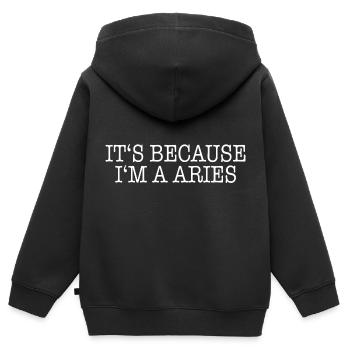 Sternzeichen Widder - Kinder Premium Organic Zip Hoodie - Schwarz - Hinten - AI Model Kid Male (0cm)